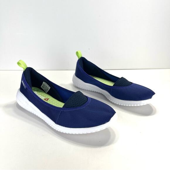 Reebok Memory Tech Massage Sneakers/Flats Size 8.5 Nave Blue Fabric Walking Shoe - Picture 1 of 15